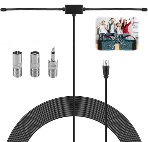 Antenne Radio FM, Antenne FM pour Tuner HiFi, Homme à Tête de F de 3m pour Système de Musique Récepteur Stéréo Domestique AV Audio Vidéo Récepteur de Cinéma Maison