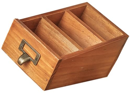 Homoyoyo Organizador de Escritorio de Madera Marrón 3 Niveles y Cajones, Soporte para Control Remoto y Almacenamiento Multiuso para Oficina y Sala de Estar