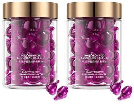Rose Aromatic Smoothing Hair Oil Capsules, 30 PCS Hair Vitamin Sleep Serum Capsules, Nourishing Scalp And Follicle For Thicker Fuller Hair, Improves Dryness and Frizz (2)