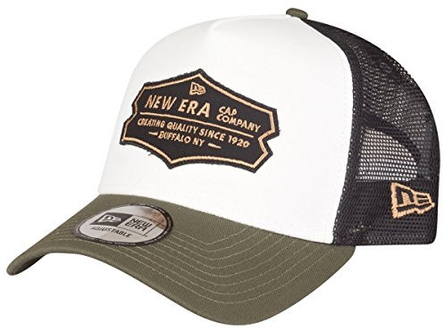 New Era Distressed Patch Olive A-Frame Trucker Cap - One-Size