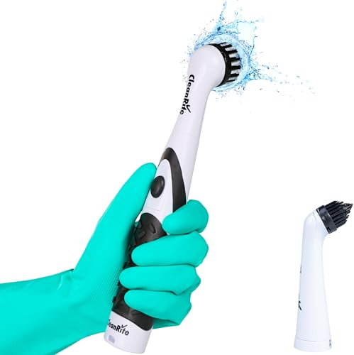 CleanRite® Spazzola Elettrica Rotante | Spazzola Pulizia Casa con 2 Testine | 10,000 Giri/Min | Multifunzione per Bagno, Cucina, Forno, Auto | Electric Spin Scrubber
