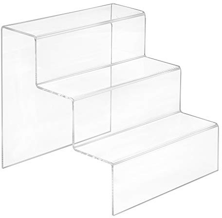Dekotreppe 3-Stufig (200x200x200mm) aus glasklarem Acrylglas - Zeigis® / Stufendisplay/Präsentationstreppe/Treppendisplay/Treppenständer/Präsentations-Treppe/Warenträger/Acryl/Transparent