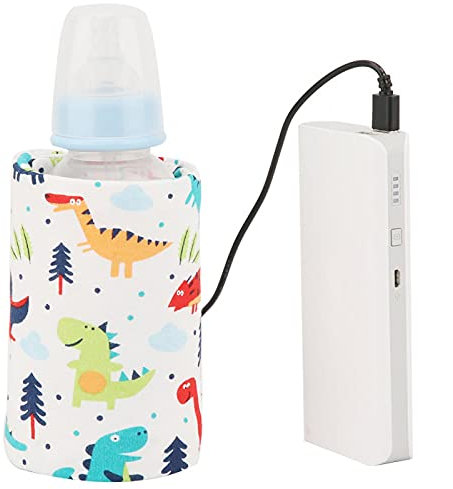 USB Baby Feeding Bottle Warmer, Portable Cartoon Milk Bottle Travel Heater Heating Cover Insulation Thermostat for Home Outdoors Travel(Dinosaur)