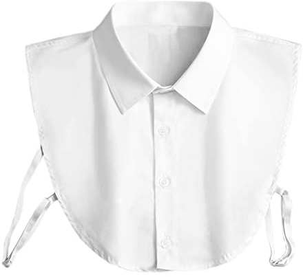Juland Damers falsk krage halvskjorta blus avtagbar falsk krage OL joker skjorta dekorativ krage manschett bomull choker slips falsk slag punkt – vit, Vitt, M