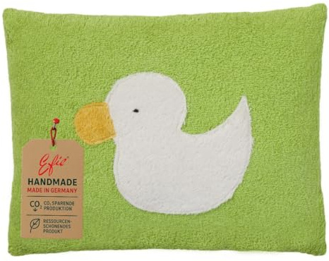 Efie Bio-Kissen grün mit Ente – 37x30 cm – recycelte PET-Füllung – Made in Germany