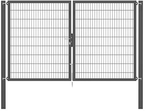 Alberts 637200 Doppeltor Flexo Plus mit Zubehör | verschiedene Breiten und Höhen | Pfostenstärke 100 x 100 mm | anthrazit | Breite 300 cm | Höhe 180 cm