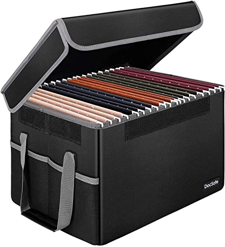 DocSafe File Storage Box Fireproof Document bag A4 Collapsible Suspension File Chest Storage Bag For Documents,Toys,Books,Certificates, Shelves,Closet,Home,Office,Car Trunk(Only Box)
