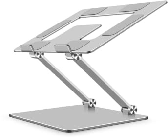 Gig Gear iLEVL Ergonomic Laptop Stand for Desk - Height Adjustable Laptop Riser Fits All Phone, Tablets, and Devices 10 to 17 Inches - Universal Multi-Angle Aluminum Foldable Laptop Stand (Silver)