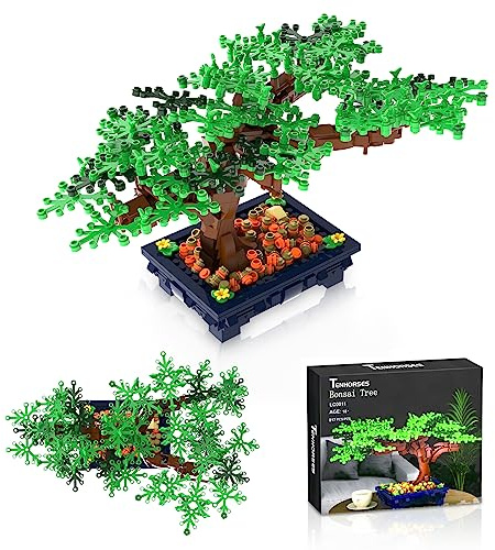 TENHORSES Bonsai Tree Building Set for Adults, Creative Plants Building Kit Botanical Home Decor Icons Cool Birthday Gift for Adults Kids (817Pcs)