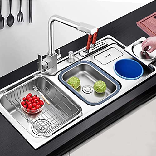 évier Cuisine Blanc 2 Bacs, évier De Cuisine à Poser Evier Professionnel Inox 2 Bacs évier Inox Anti Rayures Avec Siphon Automatique Et Trop Plein Distributeur De Savon Gratuit Robinet Rabattable
