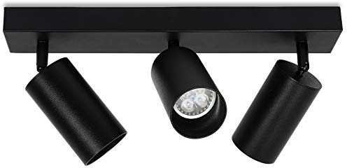 Lospitch 3-flammig Deckenstrahler, Drehbare Deckenspot, Schwenkbar Deckenlampe Wandstrahler Strahler, Innen Wandspot für Wohnzimmer Schlafzimmer Küchen GU10 LED 4W 3000K Warmweiß - Schwarz