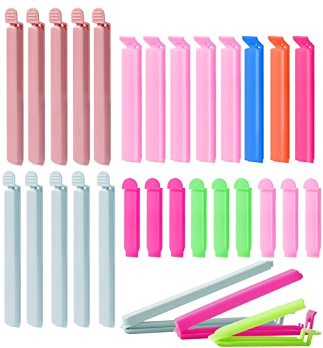 30 Stück Beutelklammern zur Aufbewahrung von Lebensmitteln (3 Größen), Lebensmittelbeutel-Clips, Kunststoffbeutel-Verschluss-Clips, Kaffee, Lebensmittel und Sandwich
