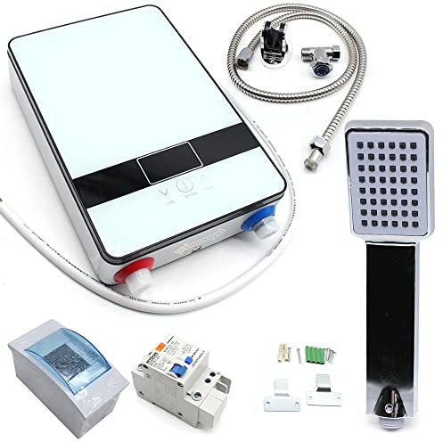 6500 W - Calentador de agua eléctrico con pantalla de temperatura LED y cabezal de ducha inteligente de contacto, calentador de agua instantáneo, 220 V