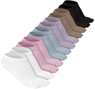 Bencailor 6 Pares Calcetines Mujer 5 Dedos Compresión Algodón Color Puro(Color Dulce,5-9)