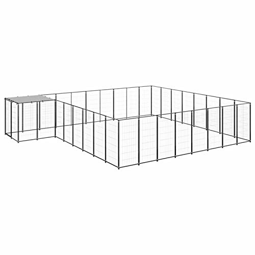 Camerina Hundezwinger Schwarz 20,57 m² Stahl HundehüTte Outdoor Hundehaus HaustierkäFig HundehüTte Outdoor Hunde Hundeauslauf DraußEn