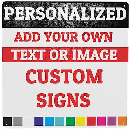 Schilder - Schild mit Wunschtext selber gestalten - Blech-Schild selbst gestalten personalisiert mit Foto/Text/Logo - Wetterfestes Hinweisschild für Garage/Hotel/Parkplatz/Schule/Firma und Garten