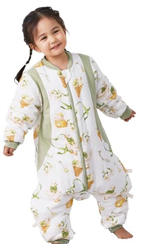 Chilsuessy Sovsäck baby vinter sovsäck med fötter 2,5 tog barn året runt sovsäck med ben pojke flicka pyjamas, päron is/2,5 tog, 120/baby höjd 105–115 cm