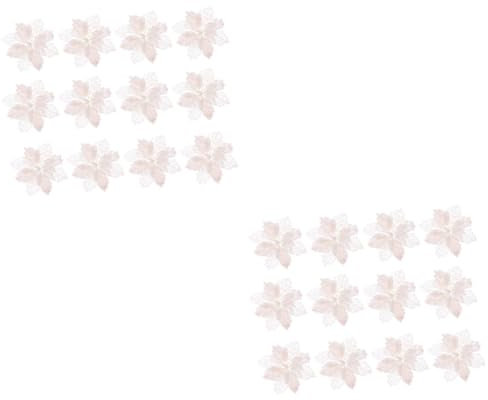 IMIKEYA STK Künstliche Blumen Selber Machen Weihnachtsglitzerblume Weihnachtsstern Ornamente Gefälschter Weihnachtsstern Türkisfarbener Weihnachtsschmuck Zwiebelpulver Weiß Anhänger