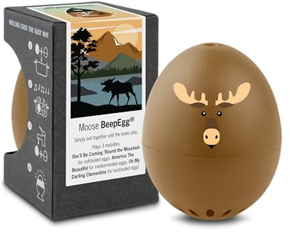 Moose BeepEgg – Egg Timer for Boiling Eggs – Musical Egg Cooker for Soft, Medium, Hard Boiled Eggs – Food Safe – Singing Floating Egg Timer – Egg Cooker for 3 Levels of Doneness - Brainstream