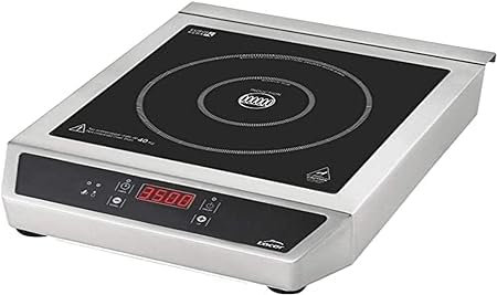 Plaque à induction portable, surface en verre, contrôle tactile, 17 niveaux de puissance, deux feux de 12 et 28 cm, système de sécurité IPX3, inox, noir, puissance 3500 W