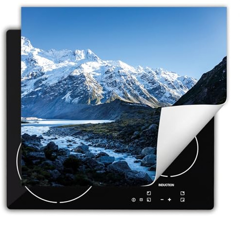 DarHaus Placa protectora vitroceramica 60x52 cm Vinilo - Retráctil - Tapa Vitroceramica - Protector de Vitroceramica - invierno - montañas