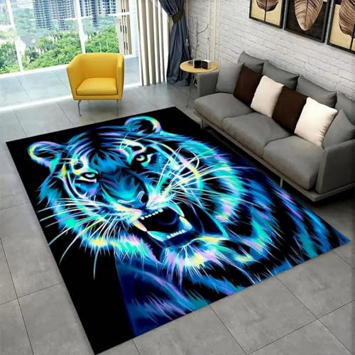 3D Tiger-Dschungel-Tierwelt 180 X 280 Cm / 70.86 X 110.23 Kinder Jugendliche Jungen Teppich Schlafzimmer Dekoration Kinderzimmer Wohnzimmer, Krabbelmatte Modern Weichem Flanell Kinderteppiche -4U1C9