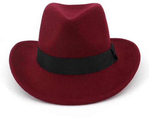 FULUJIDI Fedora Trilby Filzhut Hut Männer Frauen Filz Panama Hüte Western Cowboy Kappen Breite Fedora Trilby Jazz Hut Floppy Cloche Cap
