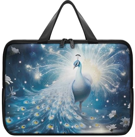 Biyejit Housse de protection en cuir pour ordinateur portable, ordinateur portable, ordinateur portable, ultrabook, netbooks de 10 à 17 pouces Motif paon