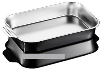 UOSIQOTE Teglia da forno in acciaio inox for cucina, multifunzionale, antiaderente, for alimenti, for barbecue, fornello a induzione, fondo piatto, strumento for la cottura(L 1PC)