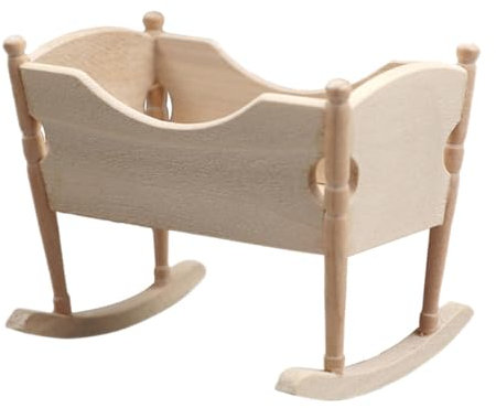 Kleine Wiege Puppe Miniatur-Wiegendekor Miniatur-Hausmöbel Miniatur Krippe Miniatur-Wiegenbett holzkrippen holzbetten holzlege holzbeet Miniatur-Holzwiegen Miniatur Wiege VICASKY