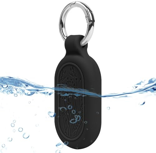 Ainiv Protection en Silicone Compatible avec Samsung Galaxy SmartTag 2, Étui de Protection avec Porte-Clés, Anti-Chute, Anti-Rayures, pour SmartTag 2, pour Colliers d'animaux, Clés, Sacs à Dos - Noir