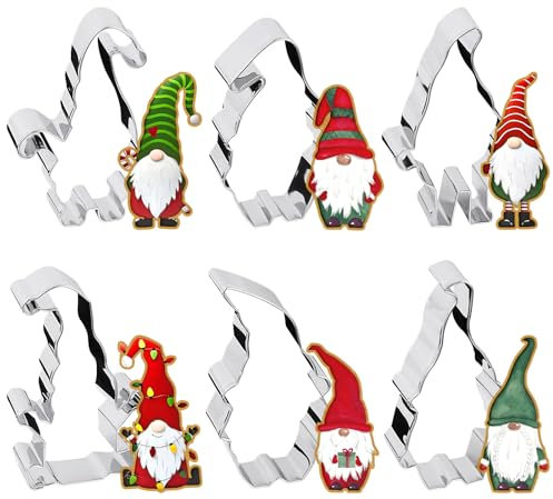 BOFUNX 6pcs Wichtel Ausstecher Weihnachten Zwerg Ausstechformen Edelstahl Zwerg Weihnachtsmann Keksausstecher zum Backen für Weihnachten Neujahr