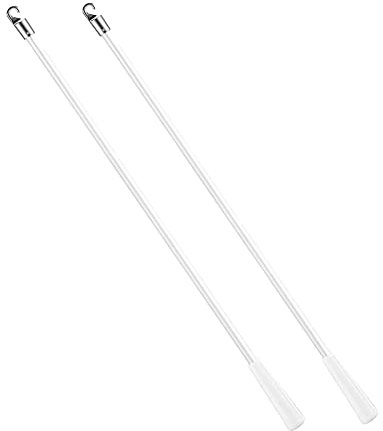 INCAUCA 2 Stück Jalousienstab mit Metallhaken, 30 cm weißer Fiberglas Fenster Jalousien Neigungsstab, vertikaler Jalousienstab Steuerung, Ersatz für Jalousienstangen, Jalousienöffnerstab