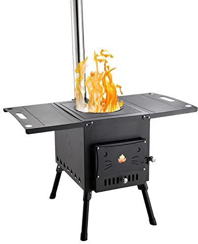 Wood Stove,Tent Stove Wood Burning Stove, Portable Ultra-Light Fast Folding Winter Camping Grill Cooking Heater Warmer - Camping Wood Stove Tent Heater with Storage Bag
