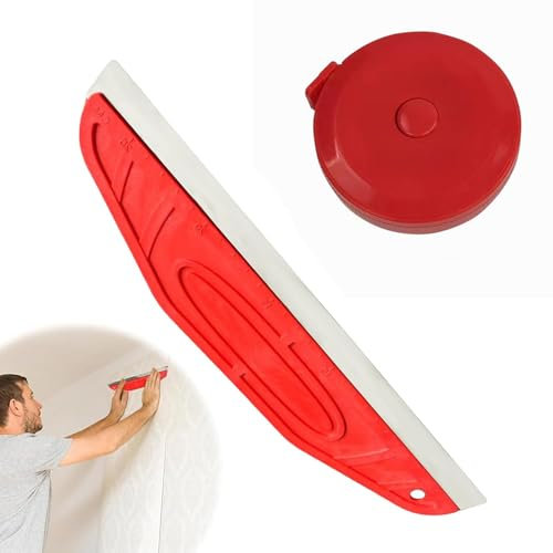 Paint Shield Cutting in Tools for Painting Paint Trim Guard Multi-Purpose Straight Edge Tool Paint Cutting in Tools for Painting Multipurpose Right Angle Tool for Applying,with a Tape Measure(Red)