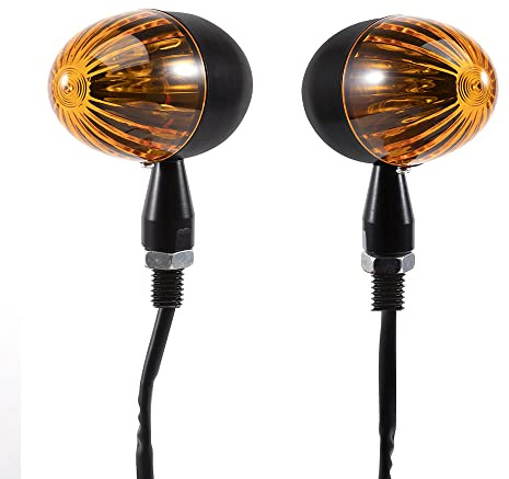 evomosa Motorrad Blinker Mini Blinklicht Bernstein 12 V Universal Wasserdicht für Street Bike Cruiser Chopper Bobber Scooter (Schwarz)