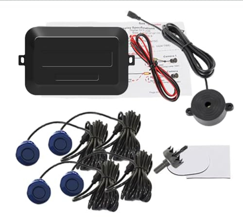 Qsnfda Sensor Estacionamiento Kit De Sensor Estacionamiento para Automóvil con Zumbador, Sonda Indicadora Alerta Sonora con Radar De Respaldo, 4 Sensores De 22 Mm Y 12 V Radar Parking Sensor(Blue)
