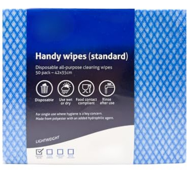 50pk Large 42 x 35All Purpose Cloths, J Cloths Style Disposable Cloths For Cleaning Bathroom Kitchen Surfaces & Window Wiping General Cleaning Cloths Lint Free Blue