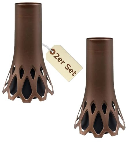 2er Set Grabvase mit Sockel Gewicht Friedhofvase Grabschmuck Blumenvase Friedhof Grab Vase Bronze 1,3 L Frostsicher