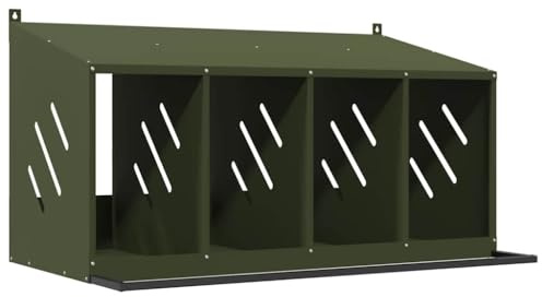 vidaXL Kycklingholk med 4 fack olivgrön metall, höna holk, kyckling höna holk, chook läggningslåda, kyckling läggning holk, kyckling värpbox