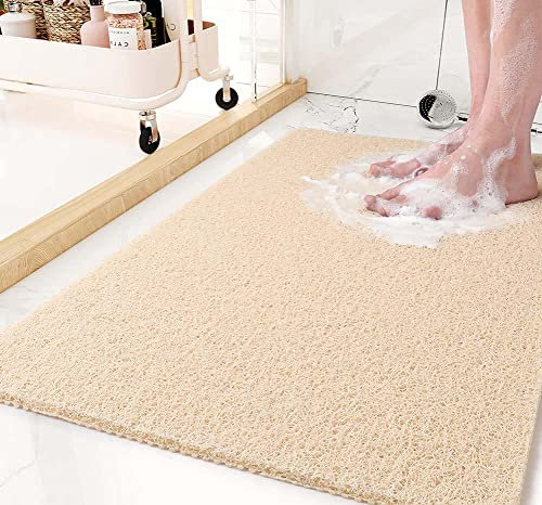 Luffa-Duschmatte aus PVC, rutschfest, groß, für Nassbereich, schnell trocknend, 50 x 80 cm