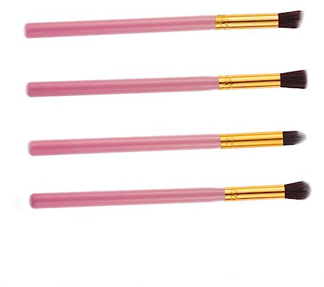 minkissy Ensemble De 4 Pinceaux De Maquillage Yeux, Petit Format, Crin De Cheval Doux, Couleur Rose Doré, Kit Cosmétique Portable, Usage Voyage