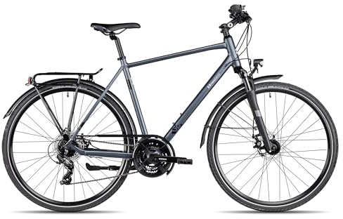 2R Manufaktur TRS GO | Trekkingbike | 28 Zoll Herrenfahrrad | 21-Gang Schaltung | mechanische Scheibenbremse | inkl. Straßenausstattung, Farbe:Dark Grey matt/Grey Black matt, Rahmengröße:56 cm