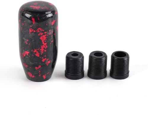 muge racing Gear Shift Knob,Universal Carbon Fiber Forged Pattern Car Manual Gear Shift Knob with 3 Adapters,Red