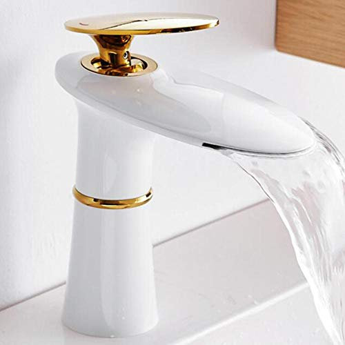 Kronleuchter-Waschtischmischer, Wasserfall-Waschbeckenarmaturen, Warm- und Kaltwasser-Waschbeckenarmatur, Messing-Waschbecken, Unterbauwaschbecken, Badezimmer-Waschbeckenarmatur-Weiß (Nero)