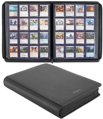 Migitec Raccoglitore a 16 tasche per 1280 carte collezionabili, album senza anelli con 40 pagine a doppia faccia e caricamento laterale, compatibile con MTG, carte sportive e altre carte da collezione