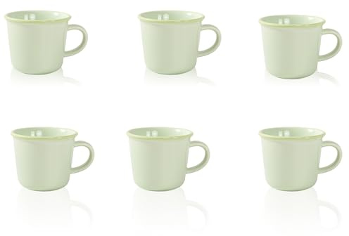 Nexvoro 12 Ounce (360ml) Porcelain Coffee Mugs, Set of 6 Mugs for Coffee, Tea, Milk, Cocoa, Mint Green (Mint Green)