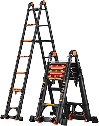 Scala telescopica in alluminio, 4 m, capacità di 150 kg, multiuso, per casa, ufficio e uso esterno, design leggero e portatile
