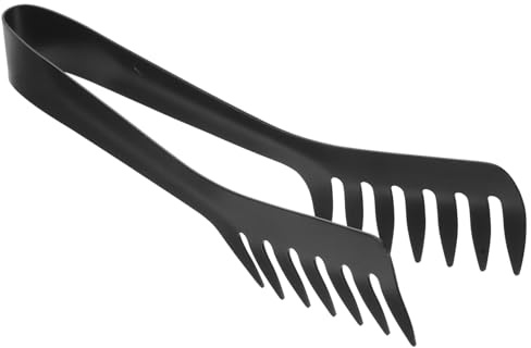 Healifty Pince à Pâtes En Acier Inoxydable 1.0mm Épais Noire Brossée Pince De Service Résistante à La Chaleur Cuisine Et Buffet Professionnelle
