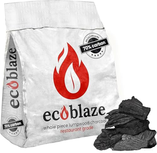 Ecoblaze 10Kg Lumpwood Charcoal – Premium & Restaurant Grade Smokeless Natural charcoal with >70% Carbon Content for BBQ,Smoker & Pizza Oven - Ideal & Great Alternative to Charcoal Briquettes